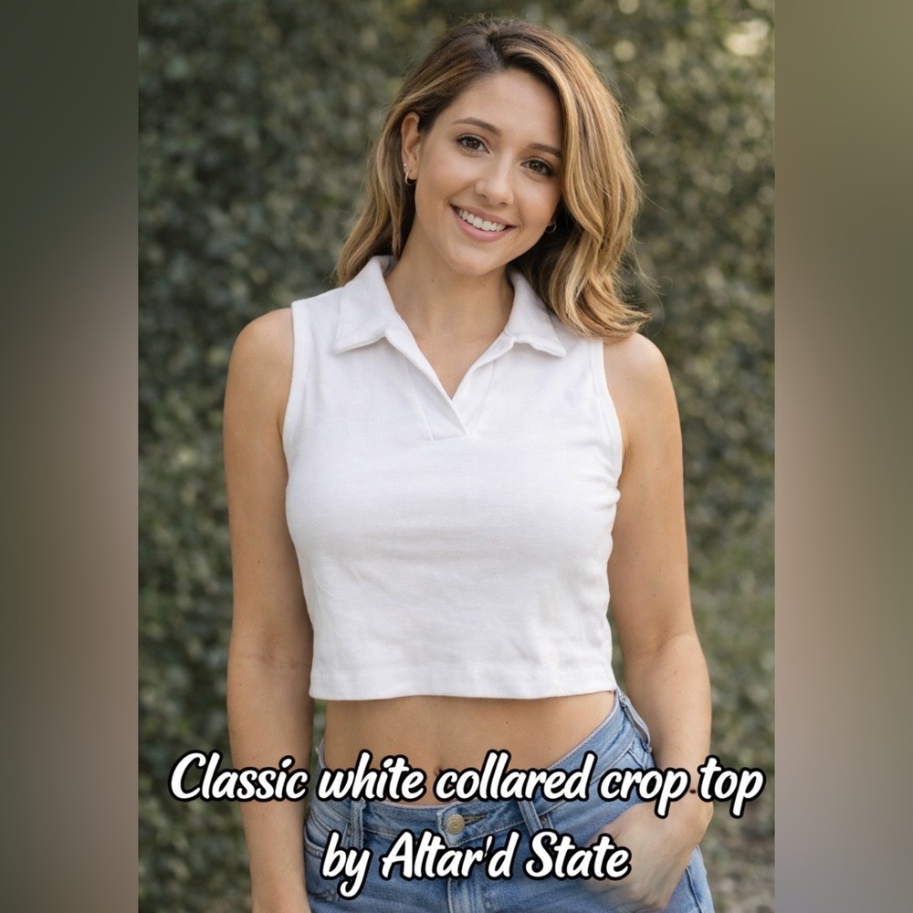 160. Altar'd State Classic White Crop Top NWT